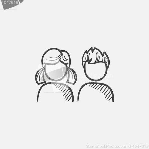 Image of Girl and boy sketch icon.