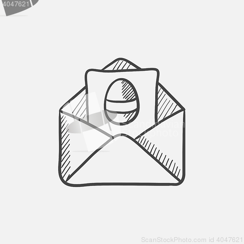 Image of Easter greeting card in envelope sketch icon.