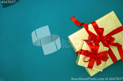 Image of The gifts on blue background
