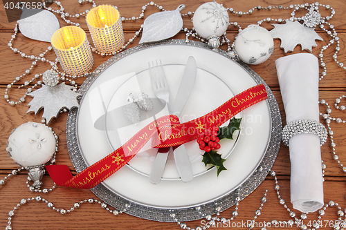 Image of Christmas Dinner Table Setting