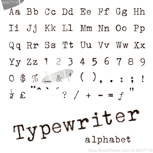 Image of Typewriter alphabet. 