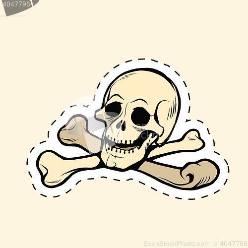 Image of Skull and bones Jolly Roger label sticker