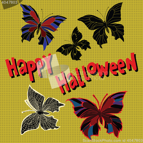 Image of Happy Halloween set night butterflies dead