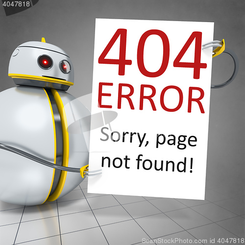 Image of sweet little robot with a board error 404