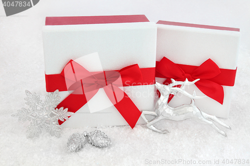 Image of Christmas Gift Boxes and Decorations