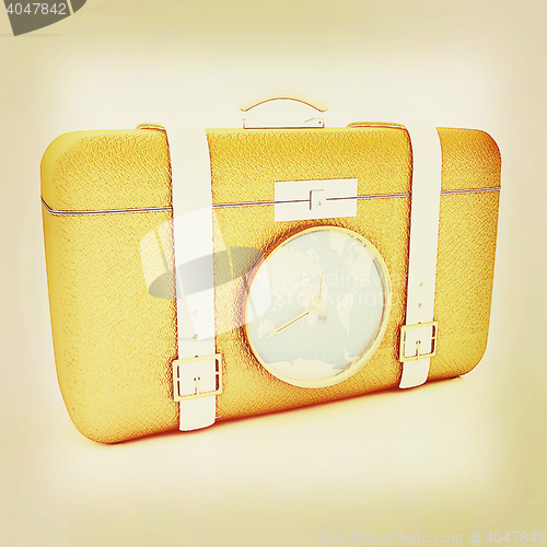 Image of Suitcase for travel. 3D illustration. Vintage style.