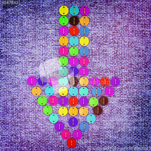 Image of colorful real button arrow. 3D illustration. Vintage style.