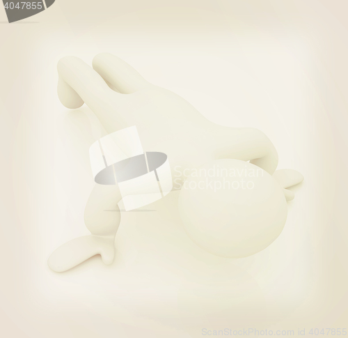 Image of 3d man isolated on white. Series: morning exercises - making pus