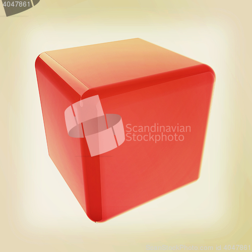 Image of Icon, glossy red cube, abstract symbol. 3D illustration. Vintage