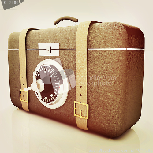 Image of Leather suitcase-safe.. 3D illustration. Vintage style.