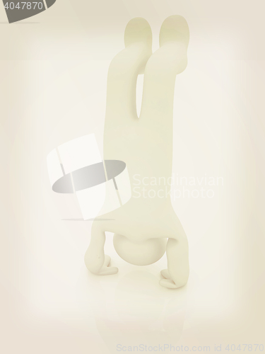 Image of 3d man isolated on white. Series: morning exercises - performs t