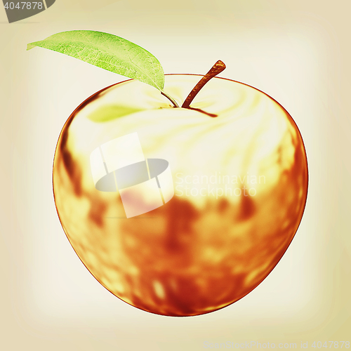 Image of Gold apple isolated on white background. Series: Golden apple un