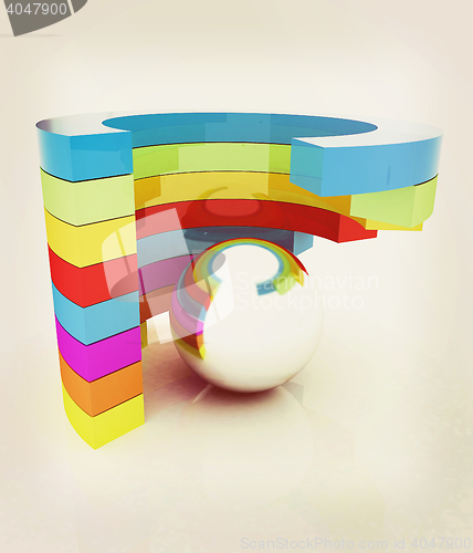 Image of Abstract colorful structure with ball in the center . 3D illustr