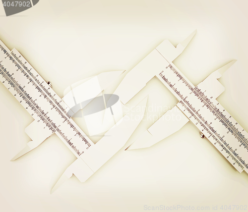 Image of Calipers on a white background. 3D illustration. Vintage style.