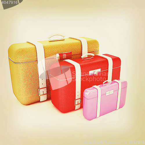 Image of Traveler\'s suitcases. . 3D illustration. Vintage style.