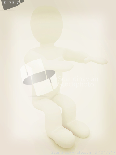 Image of 3d man isolated on white. Series: morning exercises - hands forw