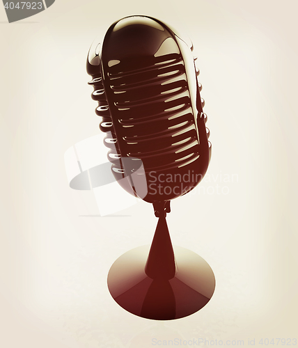 Image of 3d rendering of a microphone. 3D illustration. Vintage style.