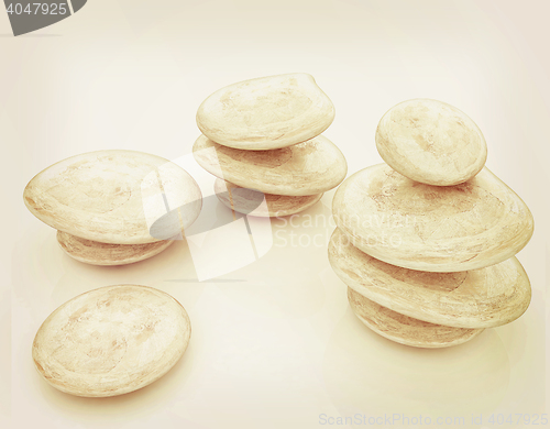 Image of Glossy spa stones. 3d icon . 3D illustration. Vintage style.