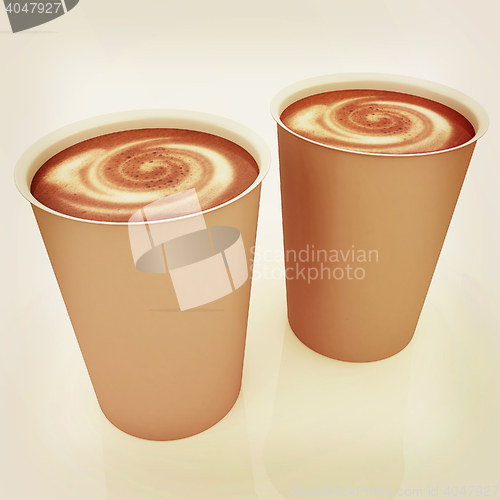 Image of Hot drink in fast-food cap. 3D illustration. Vintage style.