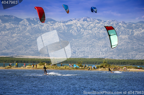 Image of Kiteboarding Kitesurfing Extreme Sport in Nin roatia