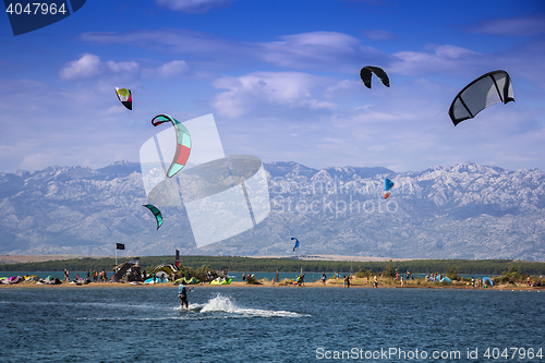 Image of Kiteboarding Kitesurfing Extreme Sport in Nin Croatia