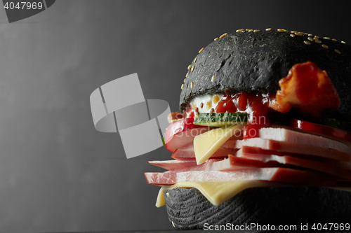 Image of Japanese Black Burger with Cheese.