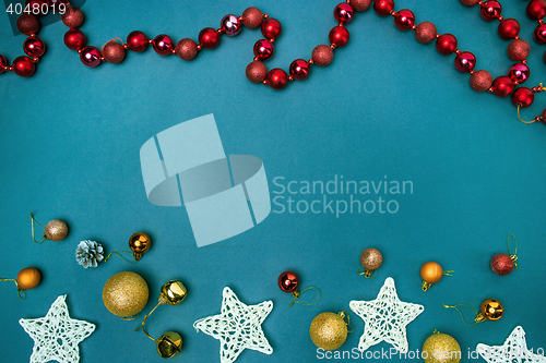 Image of The Christmas decorations on blue background