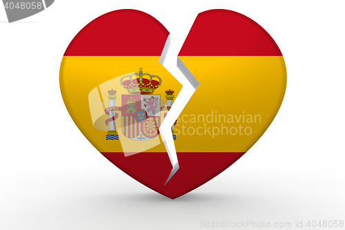 Image of Broken white heart shape with Spain flag