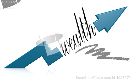 Image of Blue arrow with wealth word