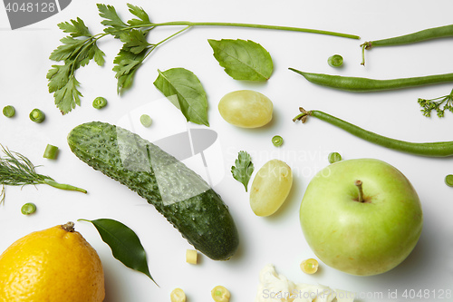 Image of different fruits and vegetables isoleted on white