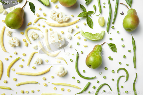 Image of Ingredients for the organic green smoothie with fruits and vegetables