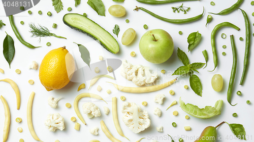 Image of fresh organic green vegetables and fruits for salad
