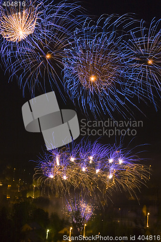 Image of Fireworks over a town