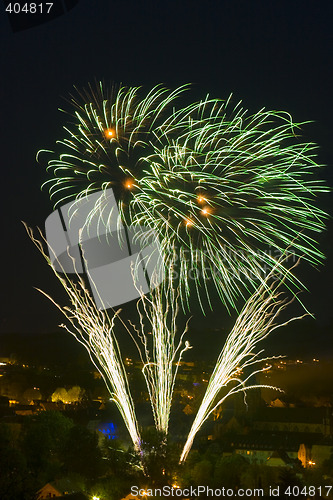 Image of Fireworks over a town