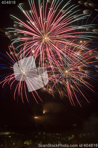 Image of Fireworks over a town