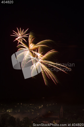 Image of Fireworks over a town