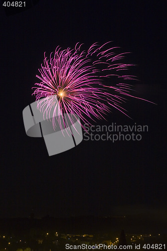 Image of Fireworks over a town