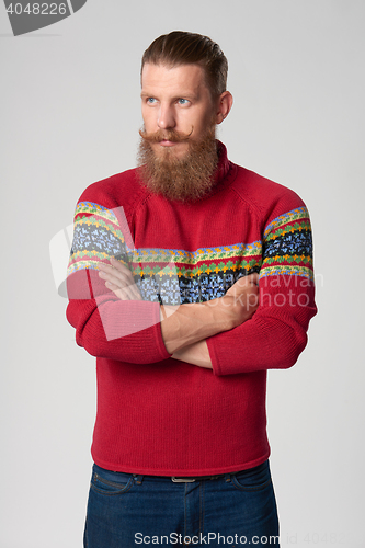 Image of Serious confident bearded hipster man