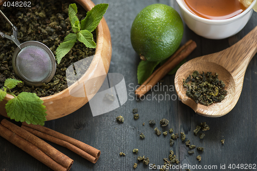 Image of tea composition closeup