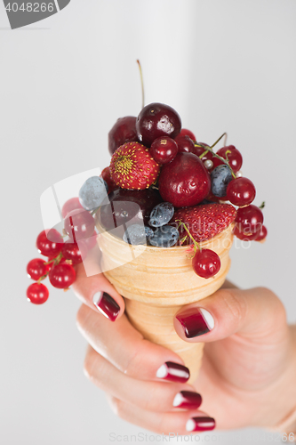 Image of fresh berries in wafer