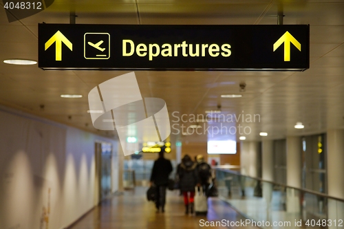 Image of Departures airport sign