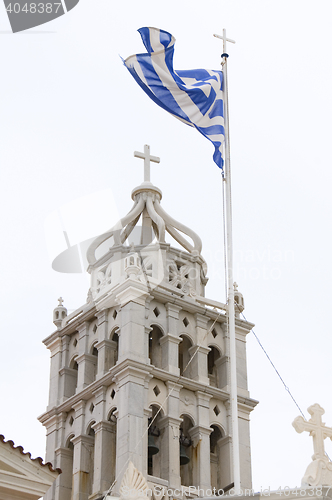 Image of Lefkes, Paros, Greek Island church cathedral  Greece national fl