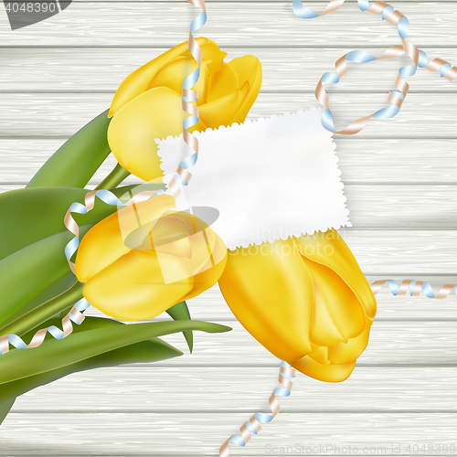 Image of Paper card with tulips. EPS 10