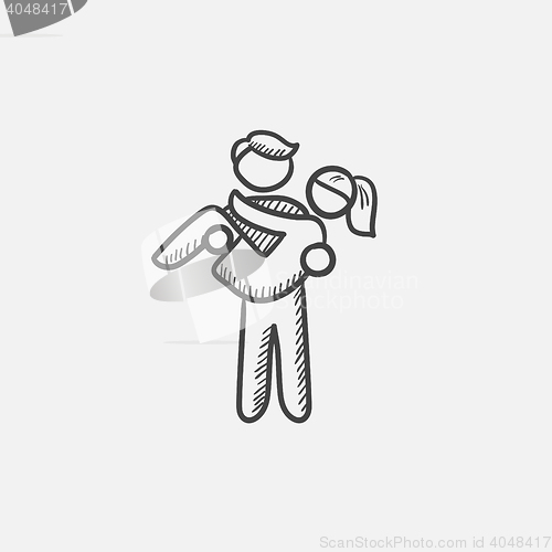 Image of Man carrying his girlfriend sketch icon.