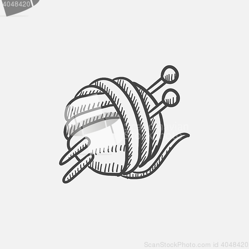 Image of Threads for knitting with spokes sketch icon.