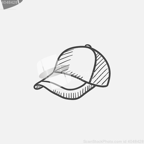 Image of Baseball hat sketch icon.