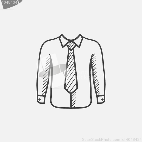 Image of Shirt with tie sketch icon.