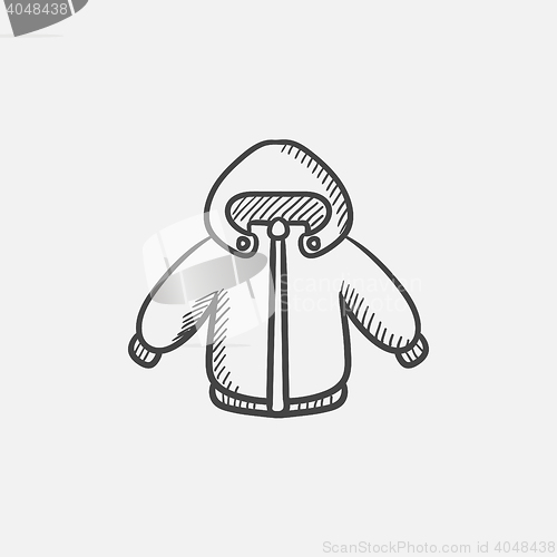 Image of Winter jacket sketch icon.