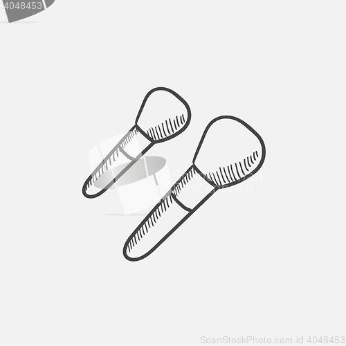 Image of Makeup brushes sketch icon.