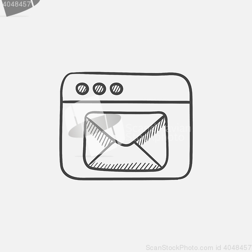 Image of Browser window with electronic mail sketch icon.